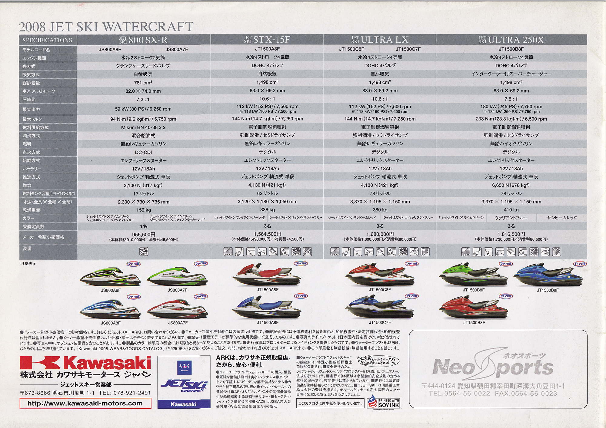 過去カタログ カワサキ PWC 2008 JET SKI SERIES｜WEB博物館ボート