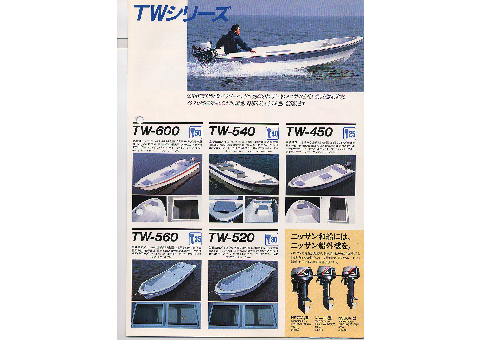 和船 過去カタログ 1980～ ニッサン和船 Wシリーズ/TWシリーズ｜WEB博物館