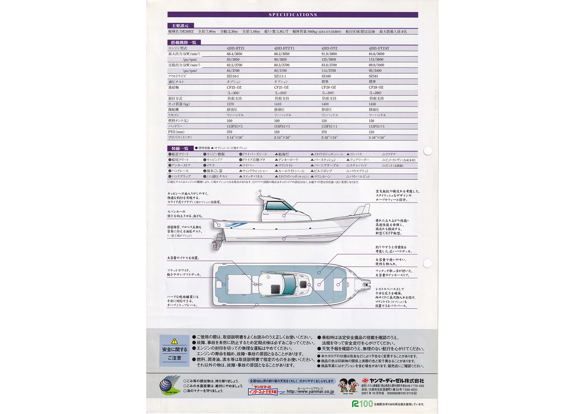 過去カタログ ヤンマー Boat 2001 DE26HZ｜WEB博物館ボート