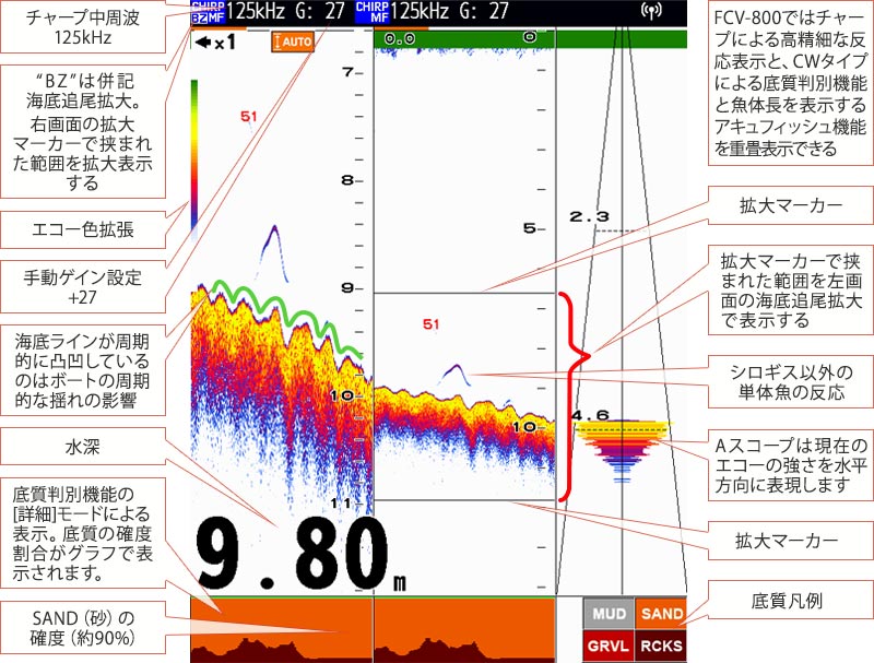 シロギスを追う vol.7魚探画像
