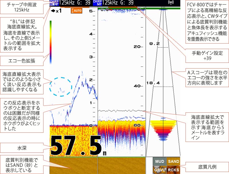 ホウボウを追う vol.2 魚探画像