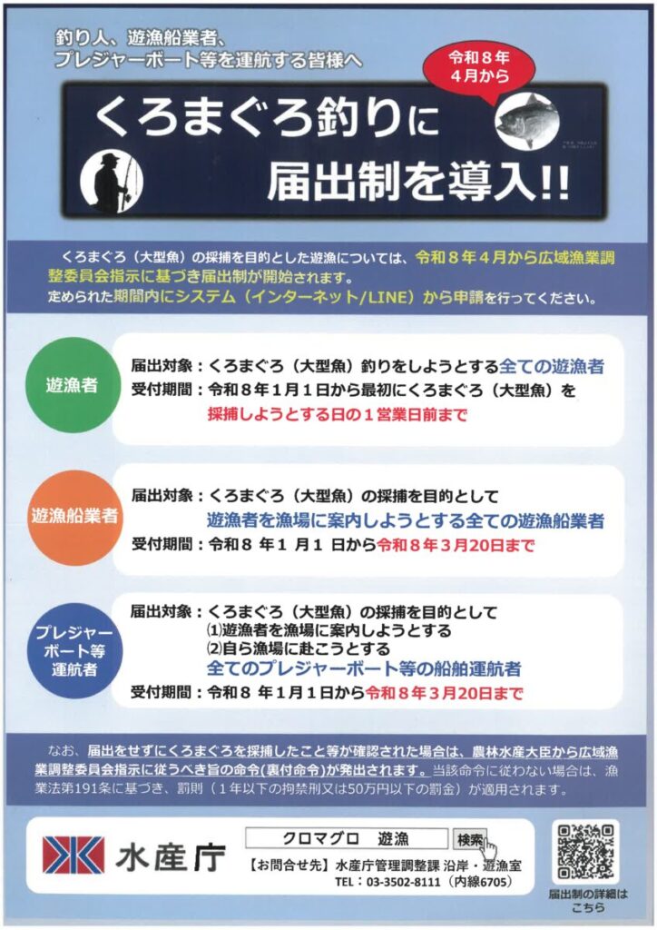 クロマグロ釣りに届出制を導入チラシ
