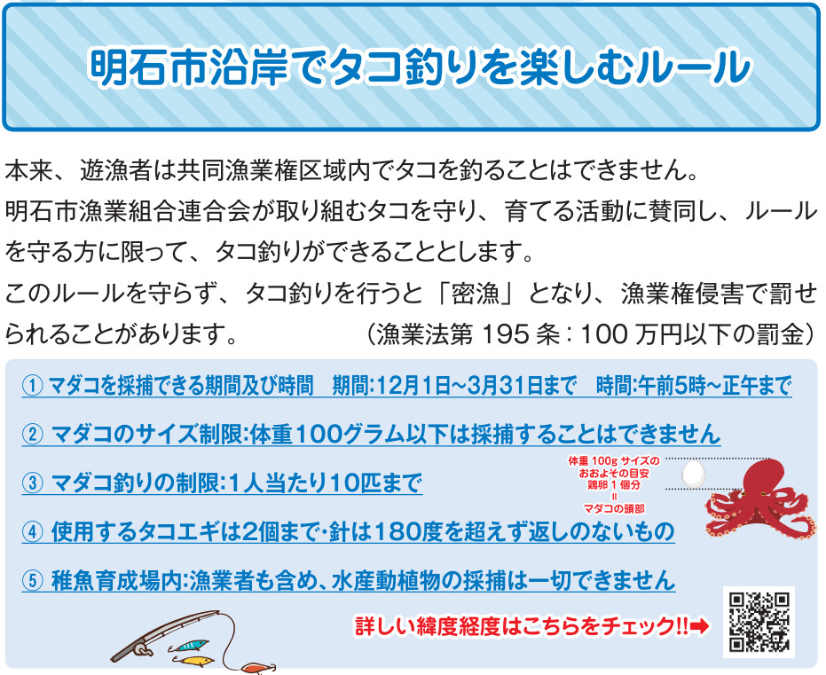 明石市沿岸タコ釣りのルール